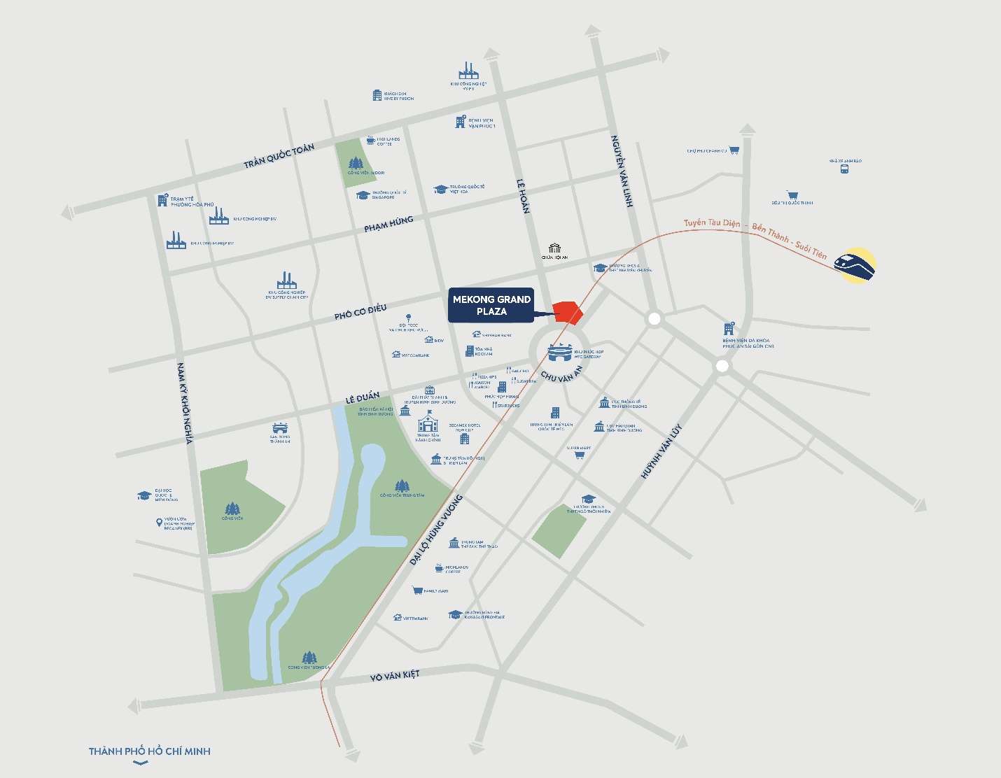 Vị trí dự án Mekong Grand Plaza Bình Dương